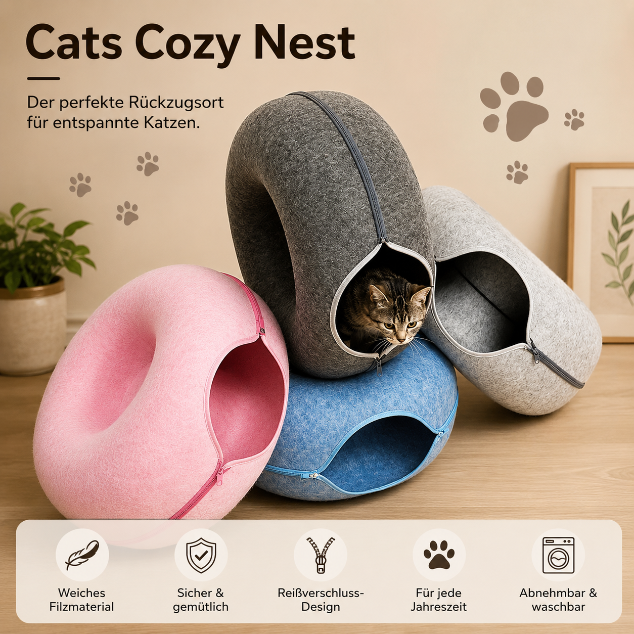 Cats Cozy Nest Katzenhöhle in mehreren Farben